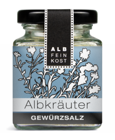 Albfeinkost Albkräuter Gewürzsalz im Gewürzglas