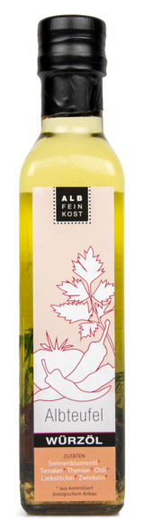 Albfeinkost Albteufel Würz Öl Flasche