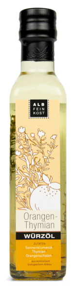 Albfeinkost Orange Thymian Würz Öl Flasche